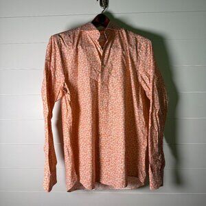Emanuel Berg Shirt Men's Modern Fit 16" M/L Floral Orange Long Sleeve